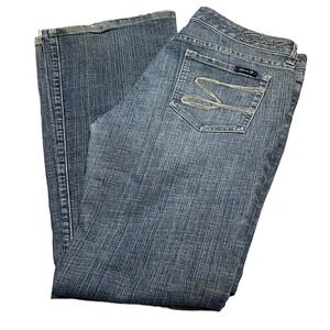 Seven 7 For All Mankind  FLARE Jean Women‎ 32x31 medium blue JEANS - FLAWS READ